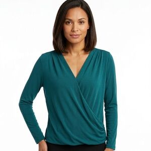 Banana Republic Factory Store Women Green Long Sleeve Blouse Sz M